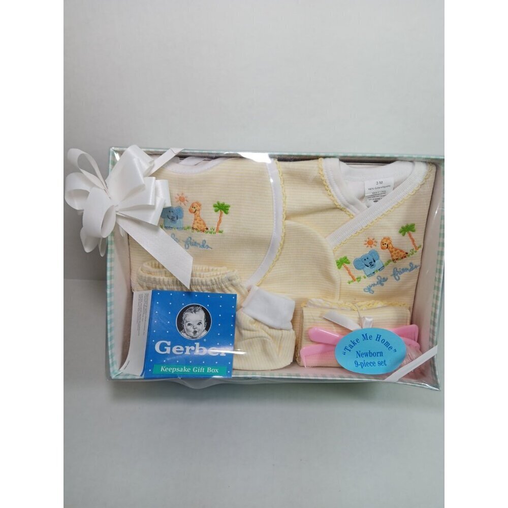 Vtg Gerber 9 Pc Set Jungle Friends Keepsake Box Newborn Gift